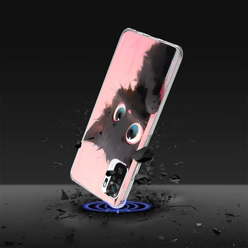 Anime Cute Black Cat Meow Phone Case For Xiaomi Redmi Note 15 14 13 12S 12 Pro Plus 11S 11E 11 11T 10S 10 Art Soft Pattern Cover