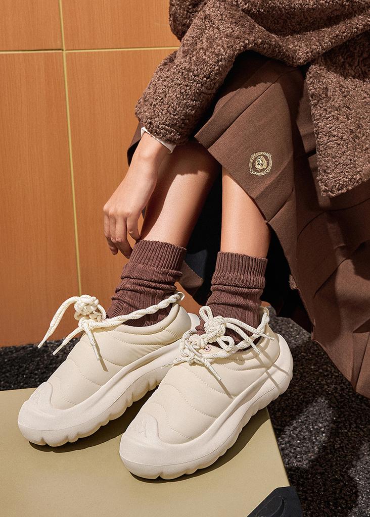 Kappa Velvet Cloud Shoes with Thick Soles, Warm and Casual Cotton Shoes, Anti Slip and Wear-resistant, Versatile and Trendy On the Street