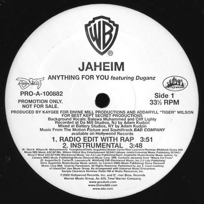 12inch Record JAHEIM, DUGANZ - Anything For You PROA100882 Warner Bros. Re 2002 US Rap & Hip-Hop/R&B Used