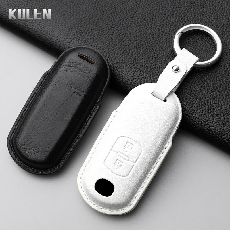 Leather Car Key Case Cover Shell For Mazda 2 3 6 Atenza Axela Demio Cx-5 Cx5 Cx-3 Cx3 Cx7 Cx-7 Cx-9 Cx9 Mx5 2 3 Buttons Keychain