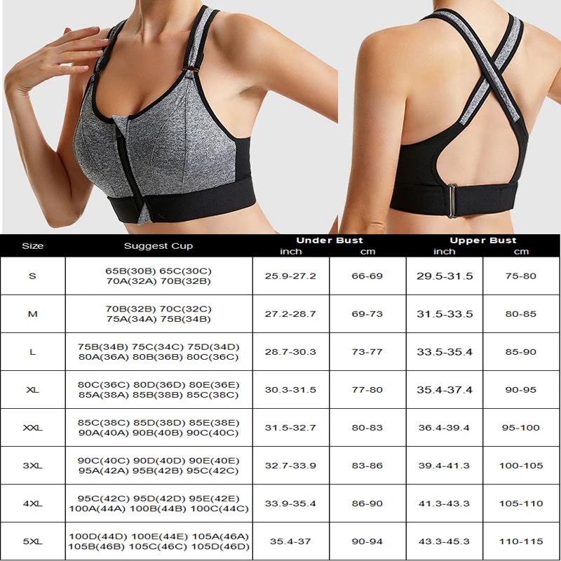Aiithuug Sexy sportovní podprsenka pro ženy se zapínáním na zip vpředu, s ramínky do kříže, polstrovaná, nárazuvzdorná, push-up, bezešvá, bez kostic, na cvičení a do posilovny