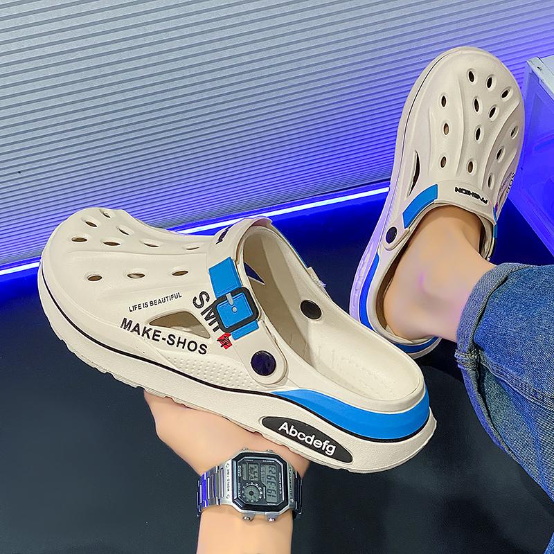 Sommer Herren Clogs Rutschfest Dicksohlige Freizeitschuhe Oberbekleidung Strand Weichsohlige Baotou Hausschuhe Herren Hausschuhe Sandalen