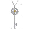 Micro -Inlaid Embedded Stone Flower -Shaped Pendant Necklace