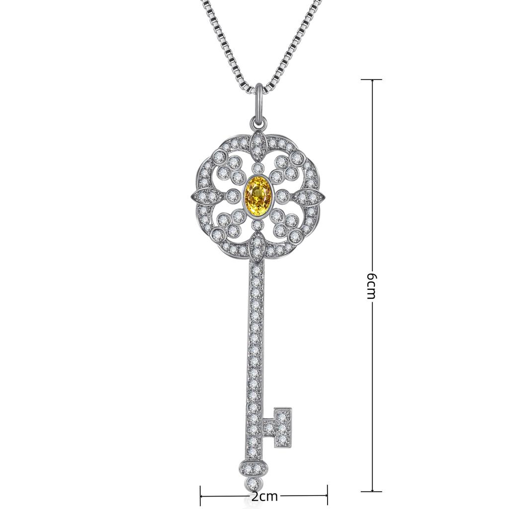 Micro -Inlaid Embedded Stone Flower -Shaped Pendant Necklace