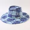 European and American Classic Retro Old Plaid Burr Jazz Hat Men's and Women's Outdoor Sunscreen Sunshade Big Eaves Western Cowboy Hat