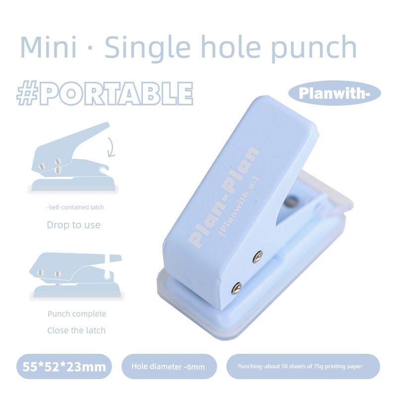 

Planwith Mini Stationery Suit School Supplies Stapler Puncher Good-looking Student Full Set Toolbox blue (single hole punch)