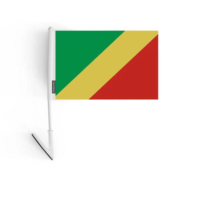 Drapeau adhésif - République du Congo - 14 x 21 cm - Polyester - Léger - Recto/verso