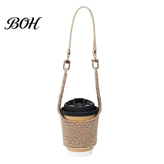 Cute Plush Cup Holder for Women Coffee Sleeve, Hand Strap Soft Insulated Holder, Autumn Winter Warmer Wrap Retro Style Sleeve And Daily Use Drink