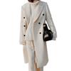 Lapel Double Breasted Woolen Suit Jacket Long Sleeve Solid Color Long Woolen Elegant Coat Female Clothing