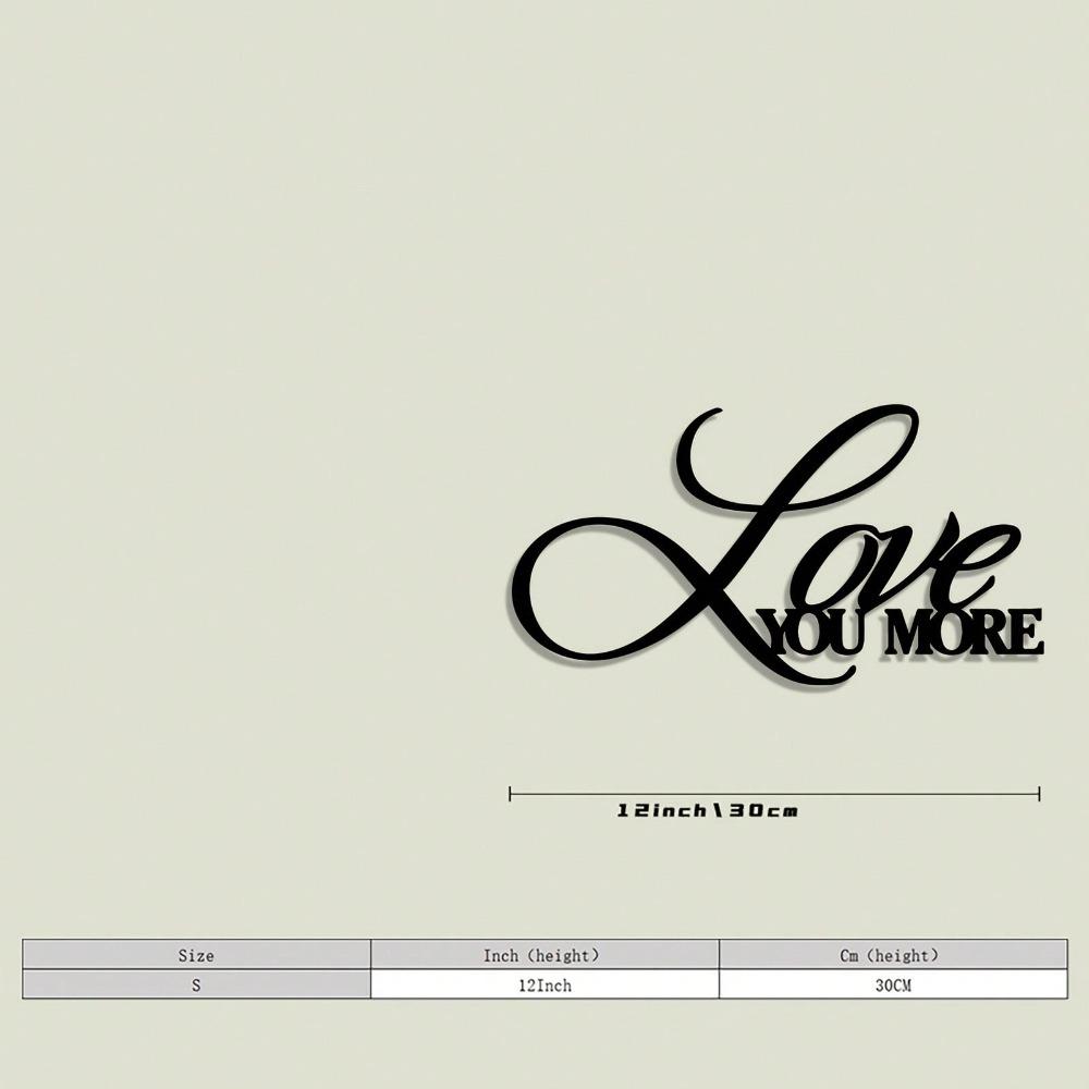 Metal Wall Decor Love You More in Cursive Iron Art Hanging Ornament for Living Room Garden Wedding