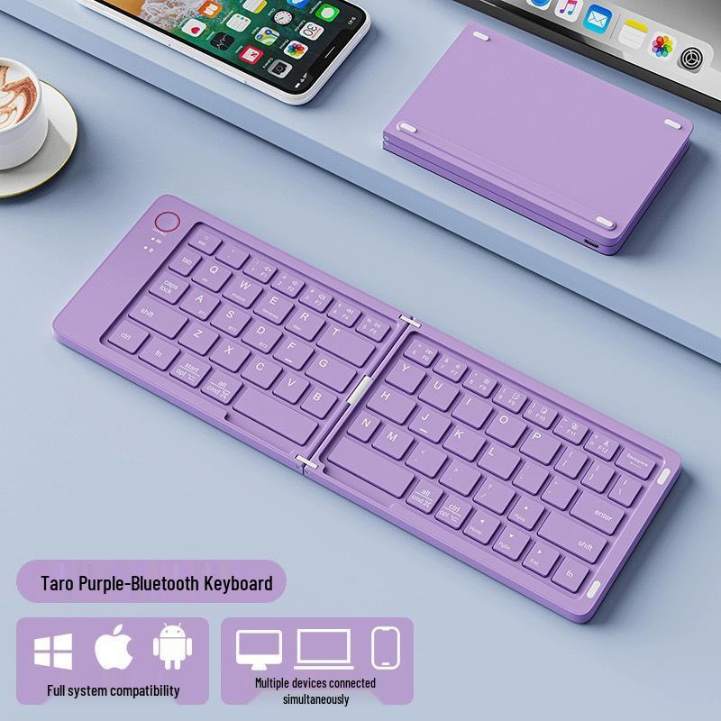 Macaron Color Foldable Bluetooth Keyboard with Phone Stand for Mobile and Tablet.