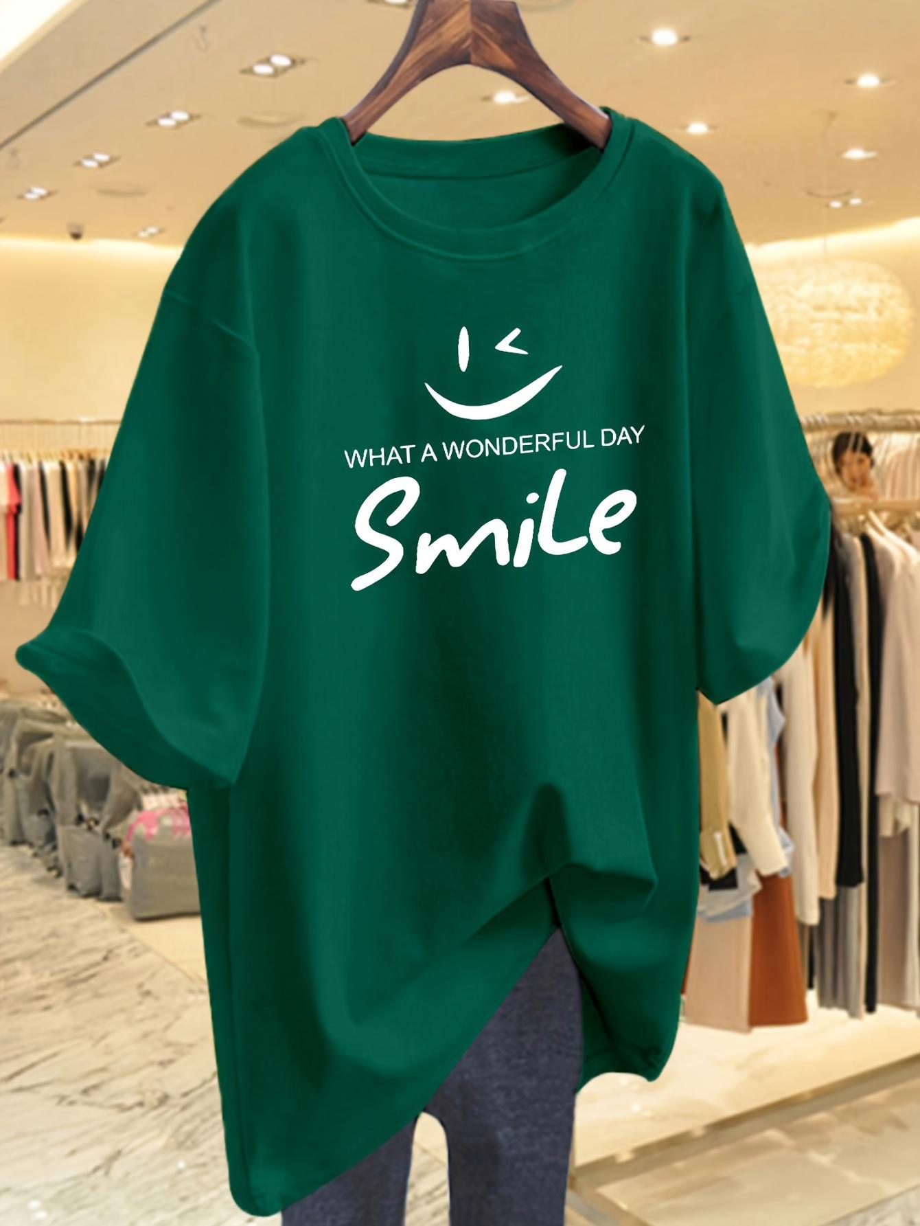 Summer Adult Smile What A Wonderful Day Print Men Women Simple Harajuku Fashion Casual Versatile 100 Cotton Breathable Soft 3XL