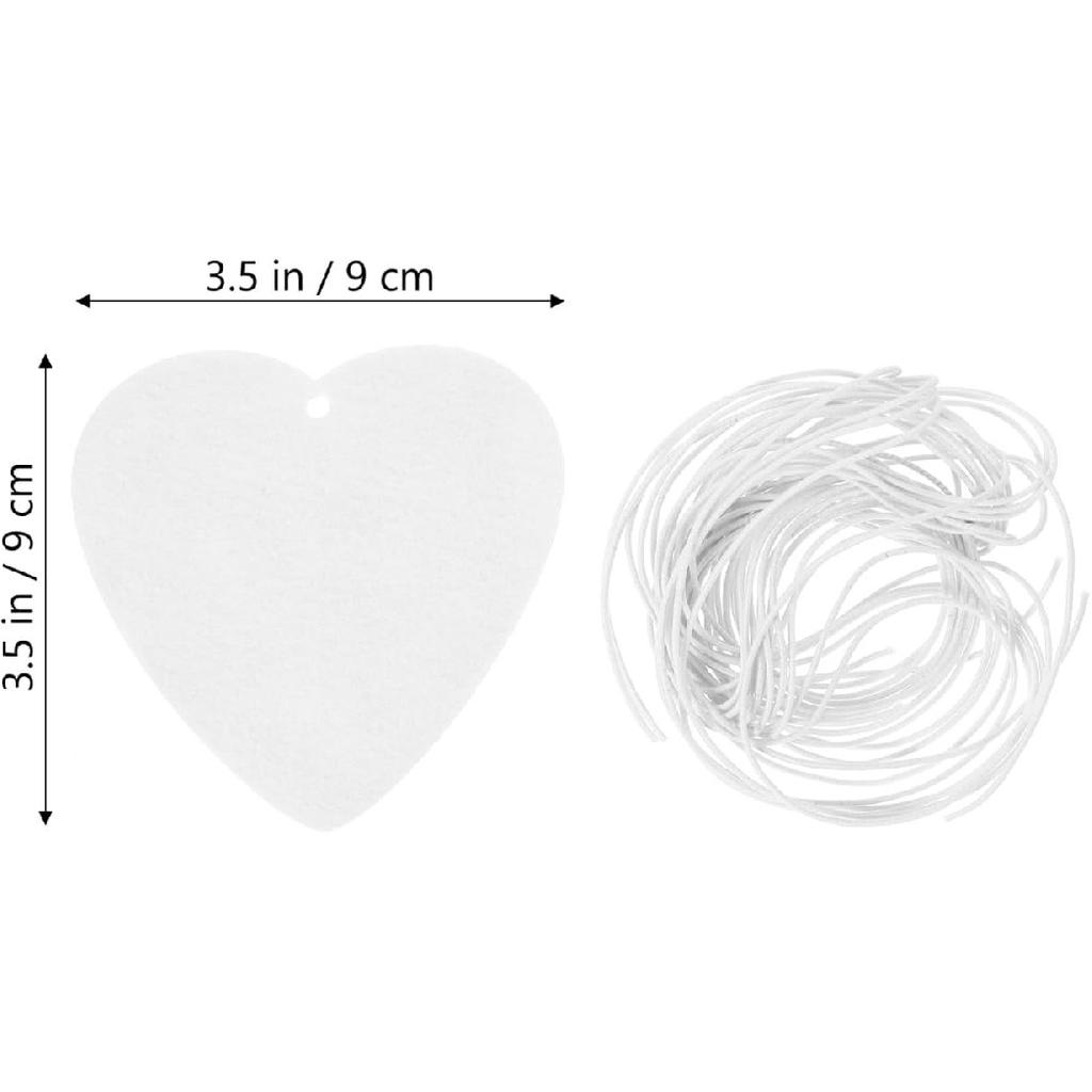 LIFKOME 50 Pcs Heart Shape Sublimation Felt Air Freshener Blanks with Elastic Straps for Diy Car Vent and Home Decoration 3.54 Inch