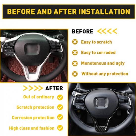 For Honda Accord 2018- Carbon Fiber Steering Wheel Frame Cover Accessories