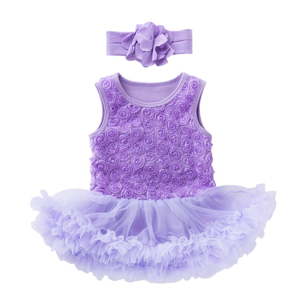 Summer Children Rose Sleeveless Princess Girl Solid Color Cute Princess Dress