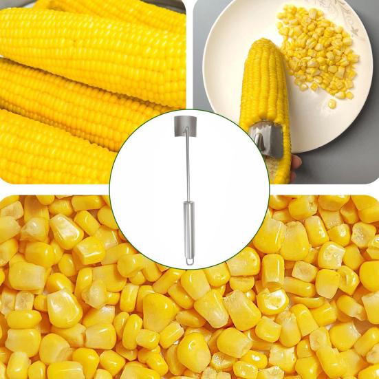 Stainless Steel Corn Cob Peeler Tool Magic Corn Stripper Easy Corn Thresher with Long Handle Sharp Blade Kitchen Gadget for Home Restaurant Use