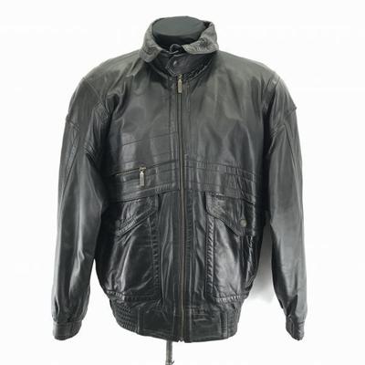 Accewi/Echtes Leder Single Rider Jacke/46/M/Schwarz/Kinnschutz/Vollständig gefüttert/Innentasche/Große Silhouette(GEBRAUCHT)