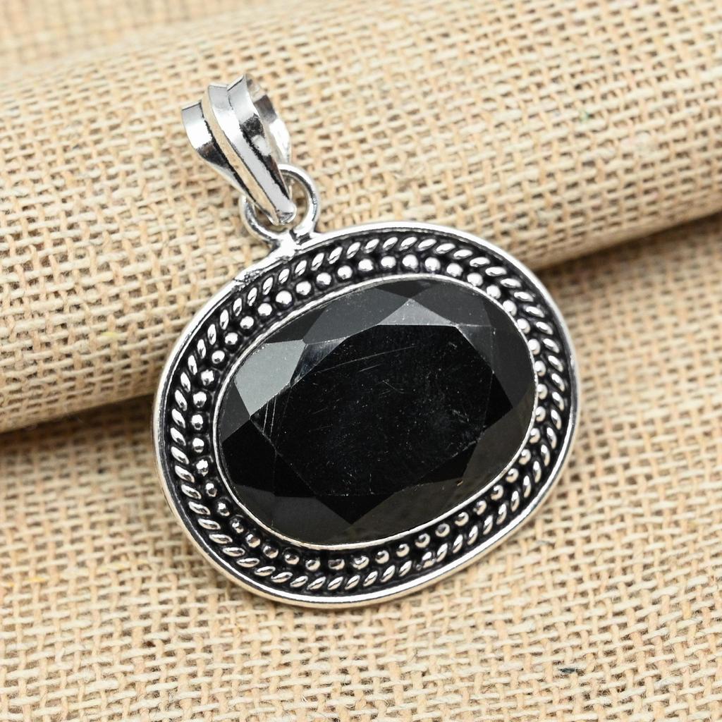 Black Onyx Gemstone 925 Sterling Silver Handmade Designer Jewelry Women Pendant