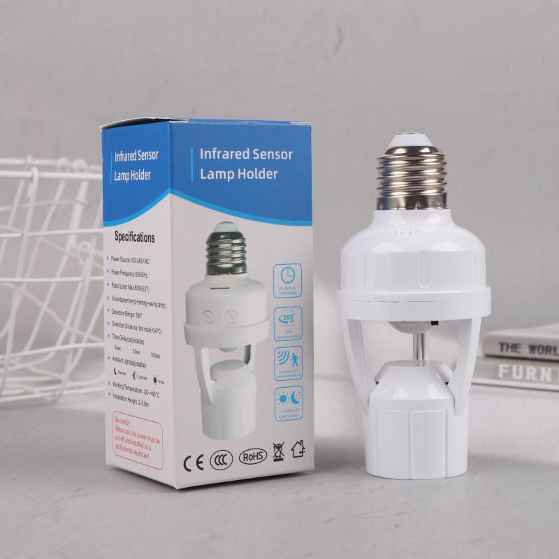 E27 Socket Converter With Pir Motion Sensor Led Lamp Base Intelligent Switch Light Bulb Holder Ac 85-265V Dimming Delay Control