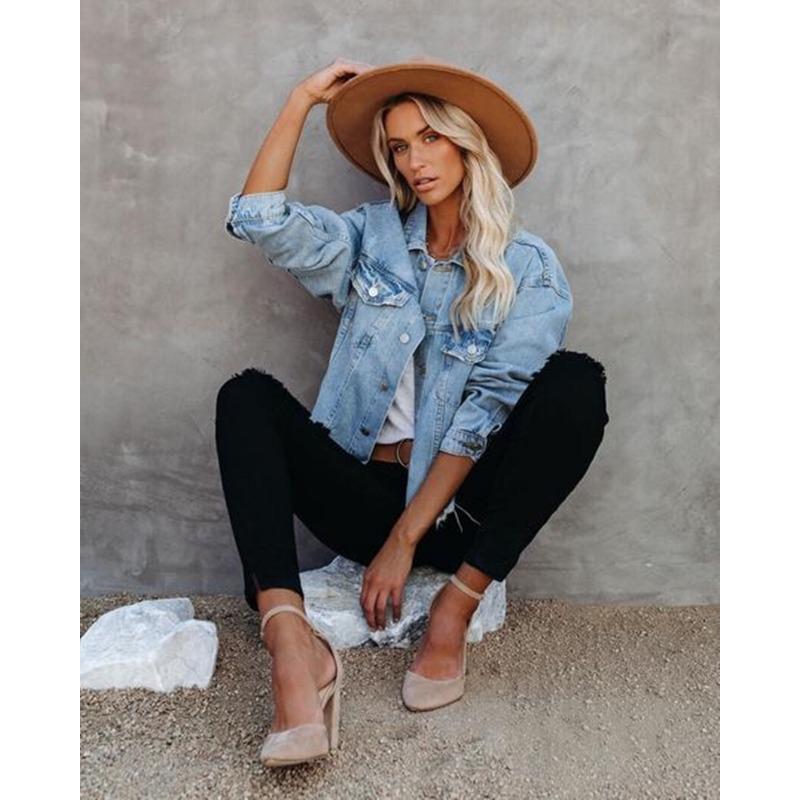Fashion Loose Women Denim Jacket Loose Casual Simple Office Long Sleeve Short Jackets Elegant Spring Autumn Coats Woman Clothing