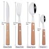 4/8/12/16/24-teiliges Besteck-Set mit Holzgriff, Edelstahl, Luxus-Messer, Löffel, hellbraun, Geschirr, Küche, komplettes Geschirr-Set