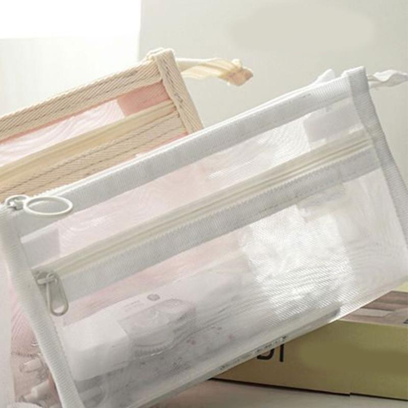 Large Capacity Pencil Bag Pen Case Mesh Pencil Case Japanese Styles Pen Bag Pencil Pouch School Office Supplies