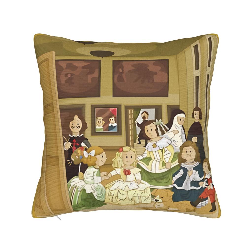 Las Meninas Velazquez Menina Pillowcase Printed Fabric Cushion Cover Decorations Cute Chibi Art Throw Pillow Case Cover Zippered