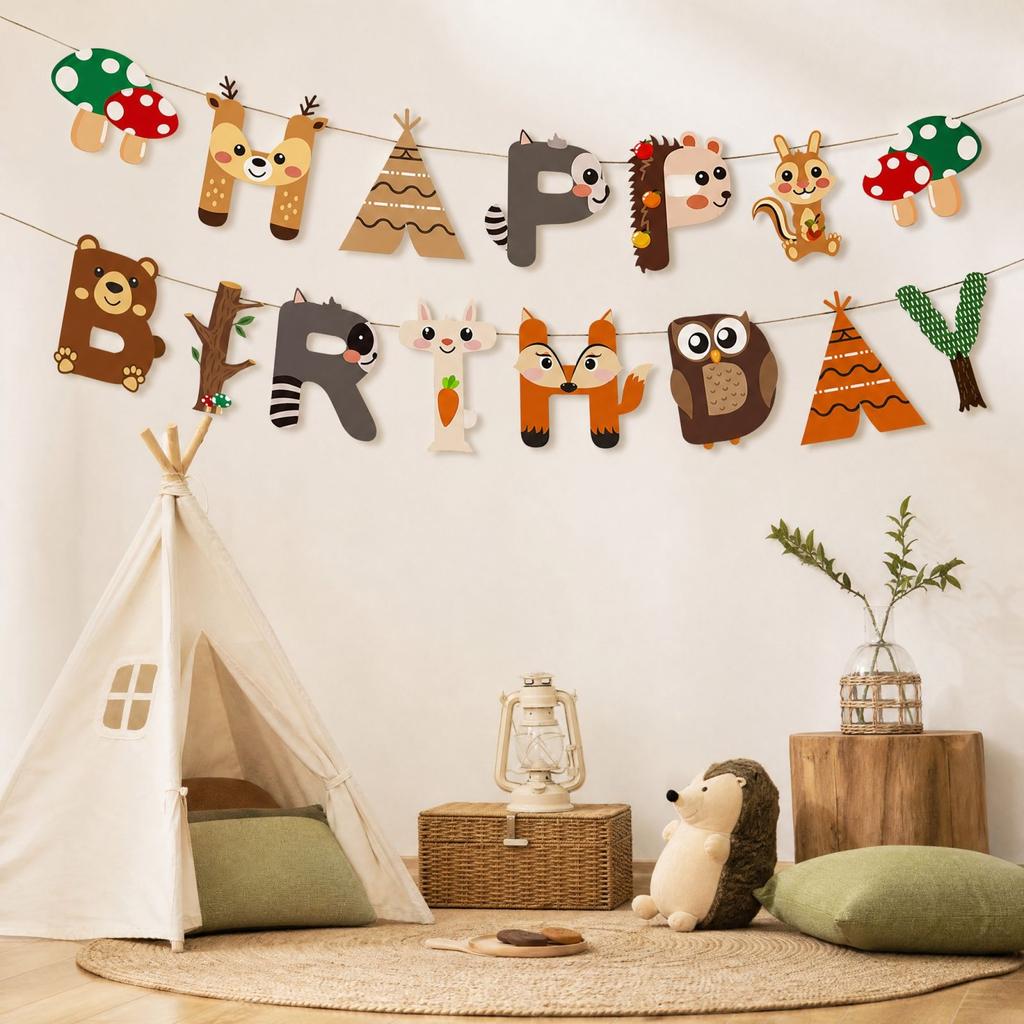 Forest Animal Party Decoration with and Hedgehog Design for Outdoor Birthday