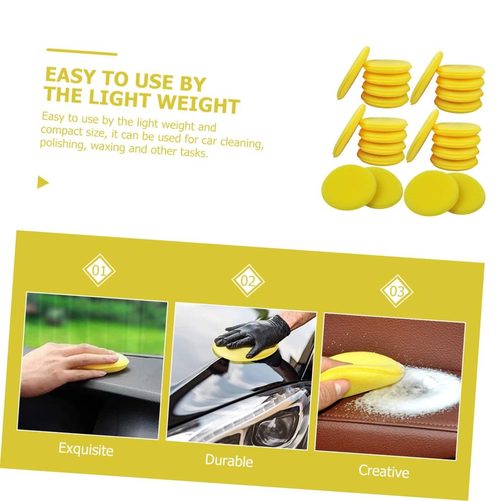 Healifty 24pcs Car Wash Sponge Yellow Sponge Pad Car Wash Tool Car Polishing Sponge