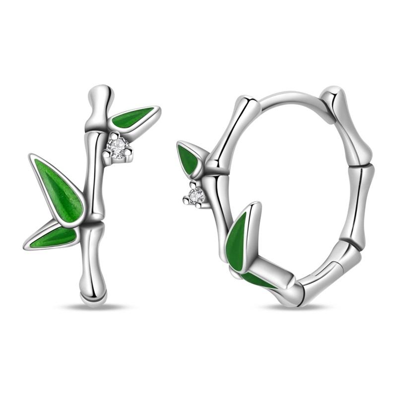 Snake Earrings 925 Silver Green Zircon Mysterious Spirit Snake Ear Studs For Women Formal Anniversary Birthday Party Jewelry