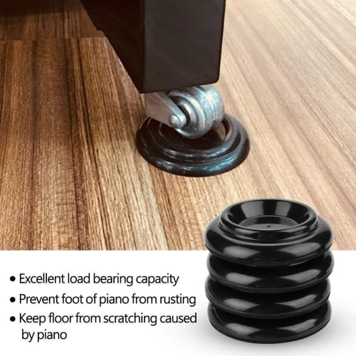 Set of 4 Plastic Piano Insulators for Grand Pianos, Shock Absorbing, Anti-Slip, Heavy-Duty, Soundproof, and Vibration-Dampening