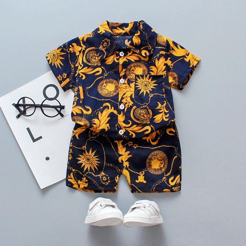 Summer Clothes Handsome Boys Summer Hawaii Clothing  Children's Shirt Korean Girls Short-sleeved Baby Clothes Beach