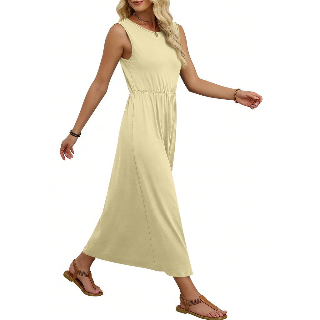 Vestido Largo sin Mangas para Mujer Vestido Largo Casual con Bolsillos Vestido Largo para Mujer Vestidos Largos de Verano para Mujer