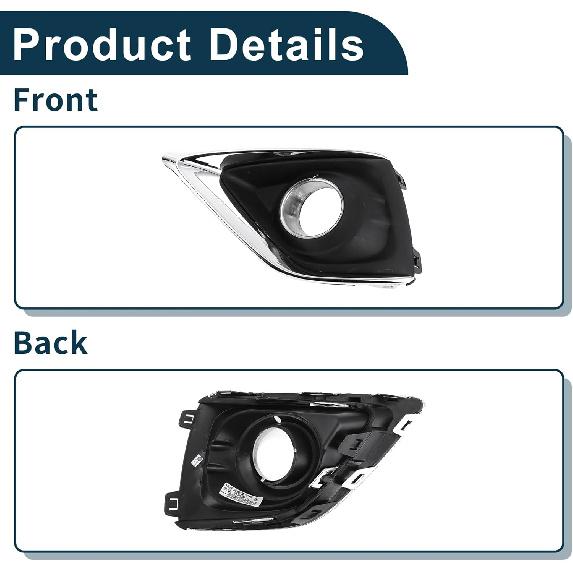 Fog Light Grill for Buick Envision 2019-2020 No.42489938 Front Left Front Lower Bumper Fog Light Cover Inserts Black,Silver Tone 1 Pc