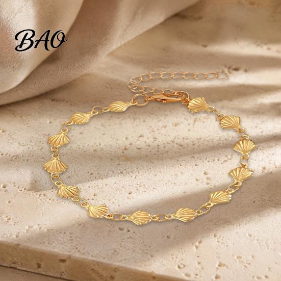 Casual Wrist Jewelry for Women Gold Boho Ocean Bracelet Women, Minimalist Mini Metal Scallop Gentle Style Shell Bracelet, Summer Beach Vacation, Daily