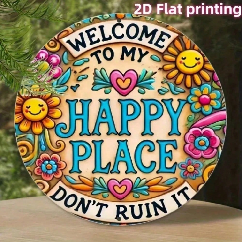 

Vintage Metal Tin Sign Welcome Home Decor Circular Wall Art Hanging Plate For Living Room Rustic Housewarming Gift 20x20 різнокольоровий