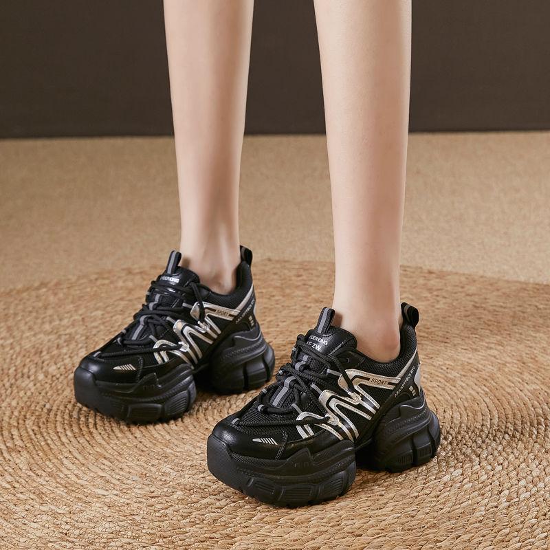 Fujin 9cm Air Mesh Cow Genuine Leather Women Chunky Sneaker Comfy Vulcanize Ankle Boots Flats Booties Breathable Summer Shoes