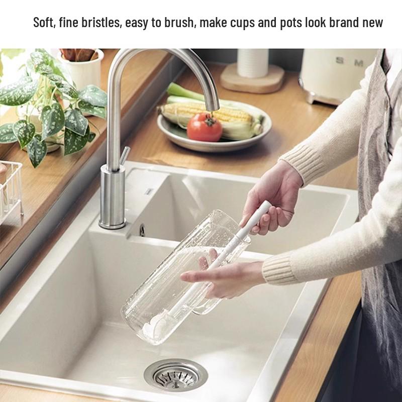 Flexible Long-Handled Cup Brush for Cleaning Insulated Bottles and Baby Bottles