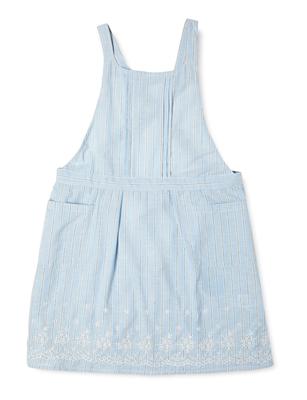 Striped Back Cross Apron with Embroidered BL [Hima Japan] Apron, Linen-infused Hem, AP42233, M-L