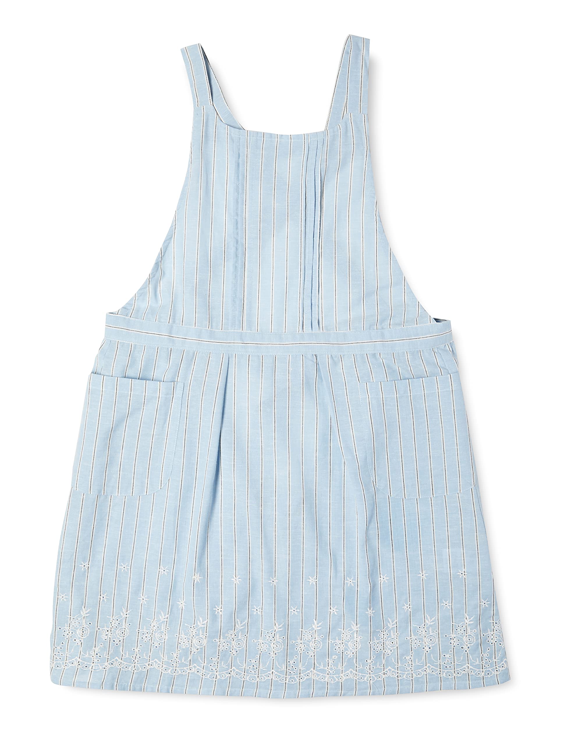 

Полосатый фартук с перекрестной спинкой с вышивкой BL [Hima Japan] Фартук, подол с добавлением льна, AP42233, M-L