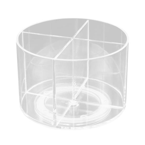 360 Degree Rotating Pen Holder Transparent Desk Pencil Organizer with 4 Compartments Acrylic Marker Caddy for Office Home School Supplies