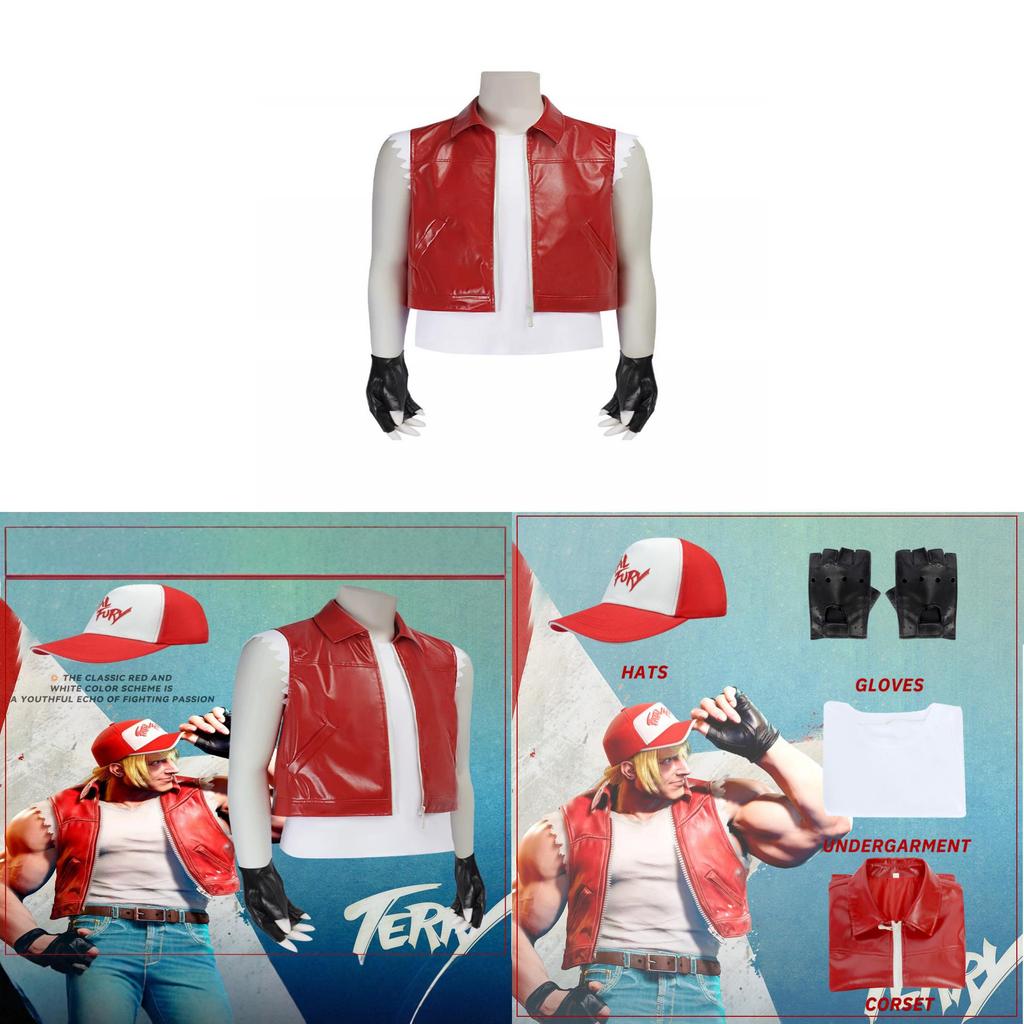 Street Fighter Terry Bogard Cosplay Suit With Polyester Material For Anime Conventions