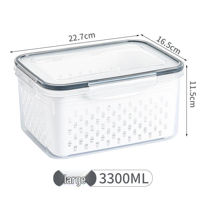 Plastic Kitchen Storage Set: Fruit & Veggie Draining Boxes with Lids for Fridge & Freezer