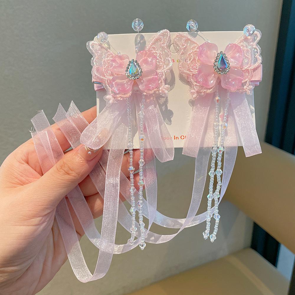 Juego de Horquillas Estilo Chino Hanfu para Niñas - Incluye Pinzas para el Cabello, Borlas Colgantes y Accesorios de Mariposa