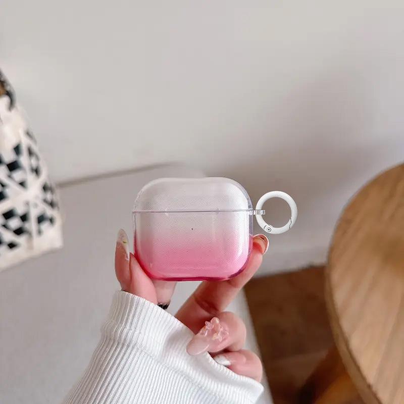 Simple pink gradual change transparent TPU protective case for AirPods 1/1/1, suitable for AirPods Pro