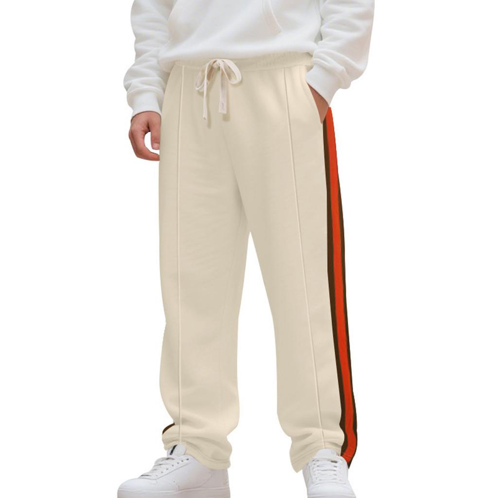 Men's Drawstring Trendy Contrast Color Striped Sports Casual Sweatpants