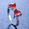 Chic Four Claws Bowknot Red Zircon Rings for Women Ring Fashion Jewelry Size 6-10