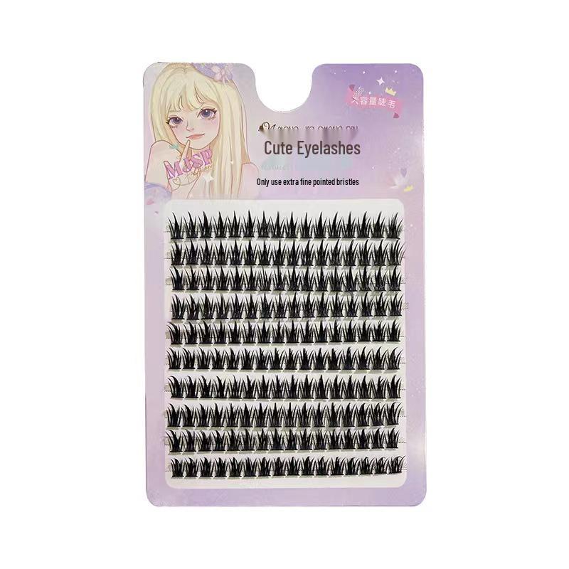 Exclusive Transparent Stem Fishtail Natural Single-Cluster False Eyelashes for Beginners
