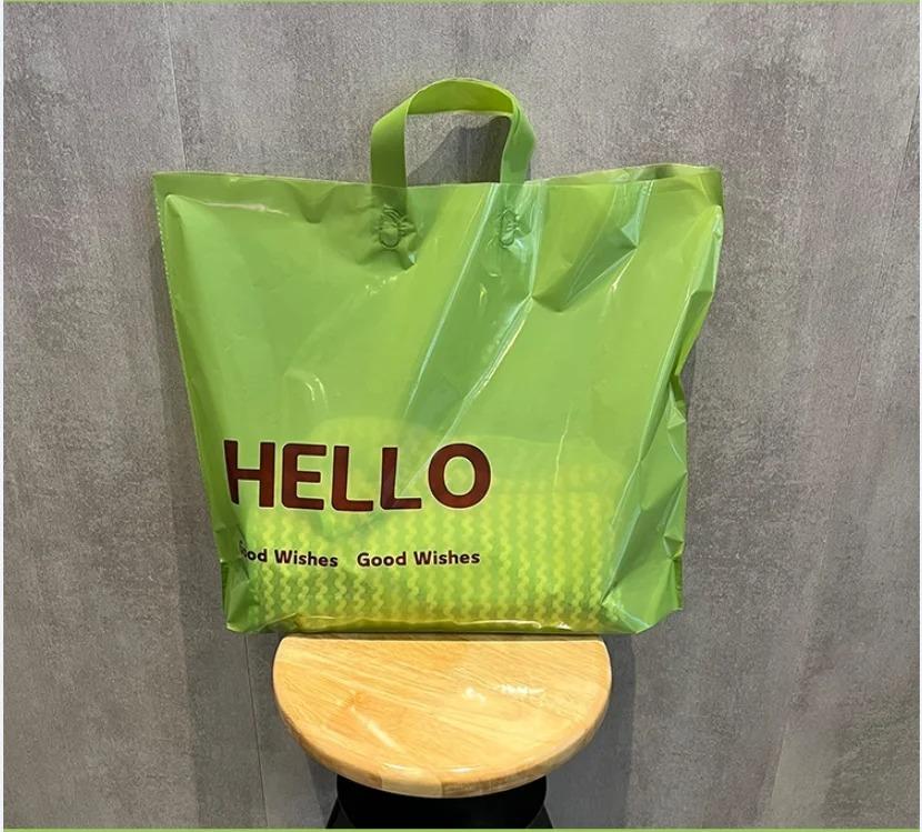 50pcs Plastic Handbag Clothing Store Shopping Packaging Gift Storage Portable Color Shop Universal Bags for Business Pocket