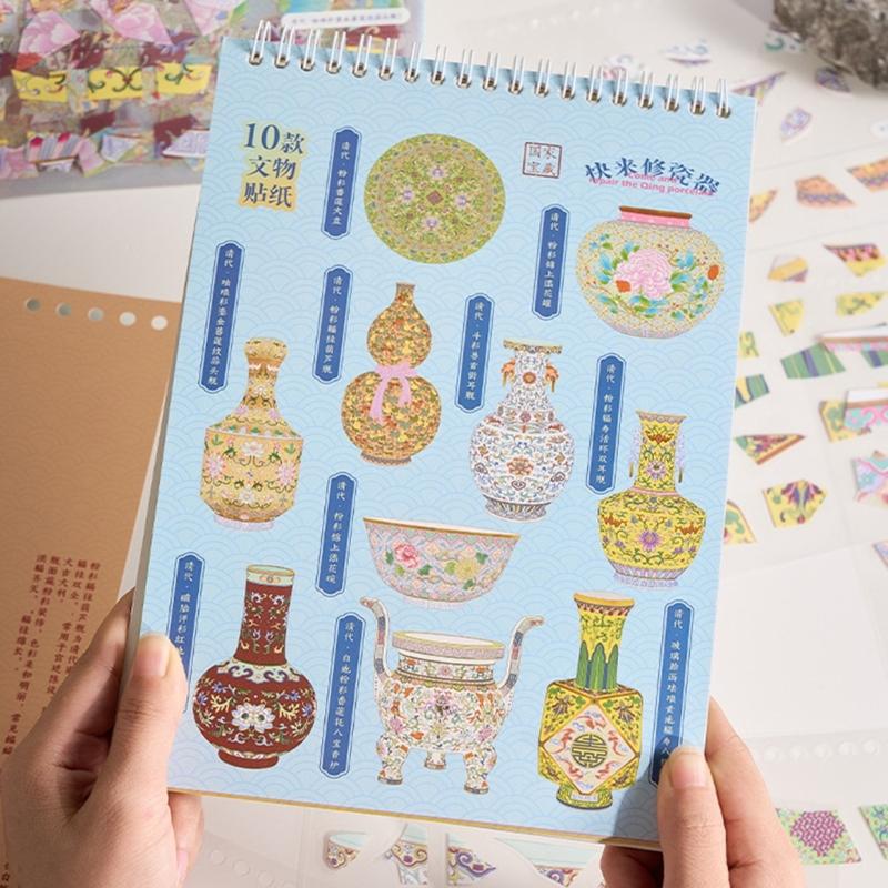 Miniature Ceramic Art Sticker Porcelain Scenery PET Sticker For Journaling Notebook Photo Album Scrapbooking Supplies